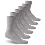 Facool Diabetic Neuropathy Socks, Unisex Dress Crew Cotton Edema Non-Binding Diabete Men Women Losse Top Seamless Toe Cushioned Soft Comfortable Socks, 6 Pairs Grey XL