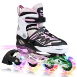 2PM SPORTS Cytia Pink Girls Adjustable Illuminating Inline Skates with Light up Wheels, Fun Flashing Beginner Roller Skates for Kids (Pink, Large - Youth (3-6 US))