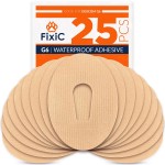 FixiC - Adhesive Patches for G6 - 25 Pack Premium Waterproof Adhesive Patches - Pre-Cut Back Paper - Adhesive Patch for G6 - Long Fixation! (Tan)