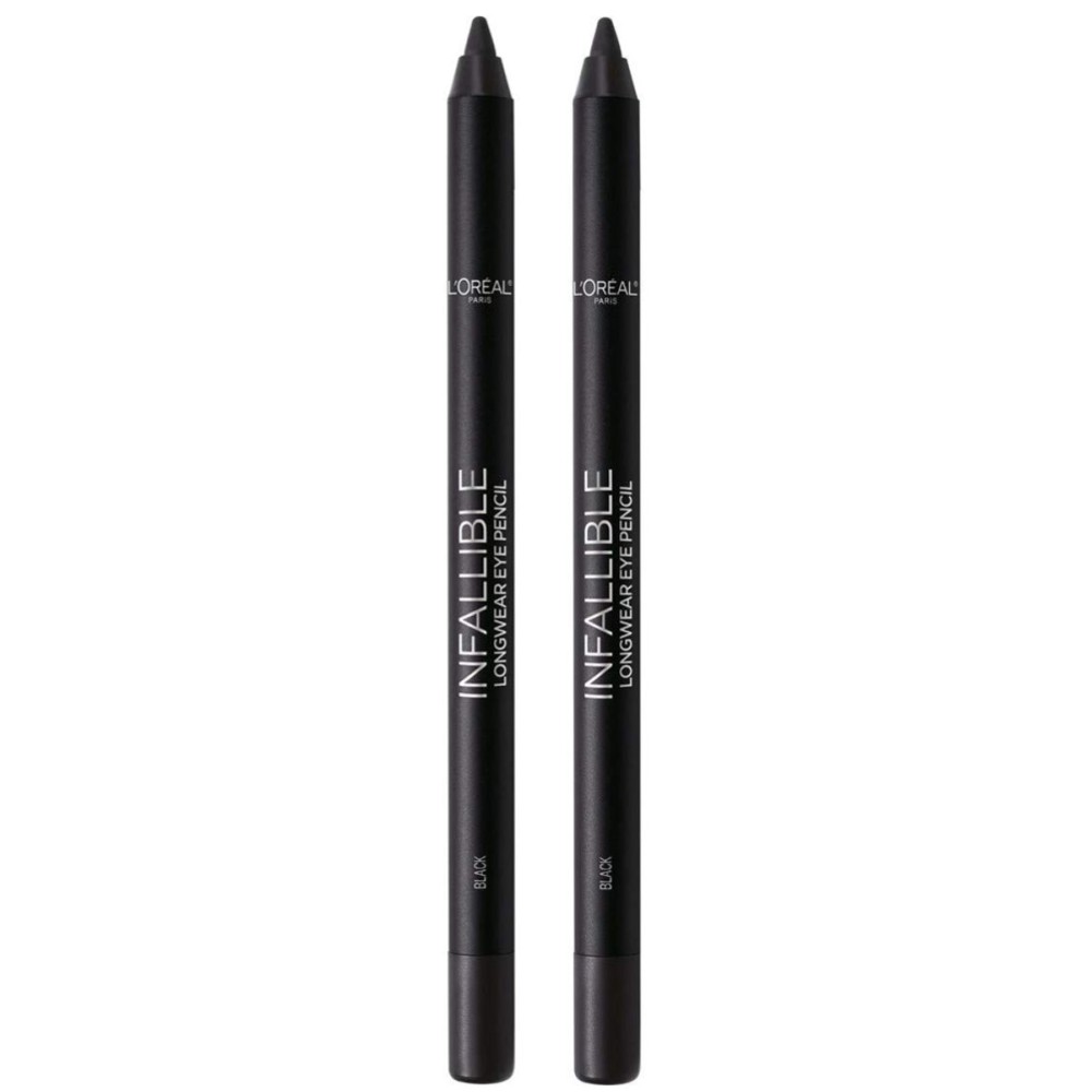 L\'Oreal Paris Makeup Infallible Pro-Last Pencil Eyeliner, Waterproof and Smudge-Resistant, Glides on Easily to Create any Look, Black, 0.042 oz., 2 Count