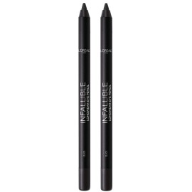 L\'Oreal Paris Makeup Infallible Pro-Last Pencil Eyeliner, Waterproof and Smudge-Resistant, Glides on Easily to Create any Look, Black, 0.042 oz., 2 Count