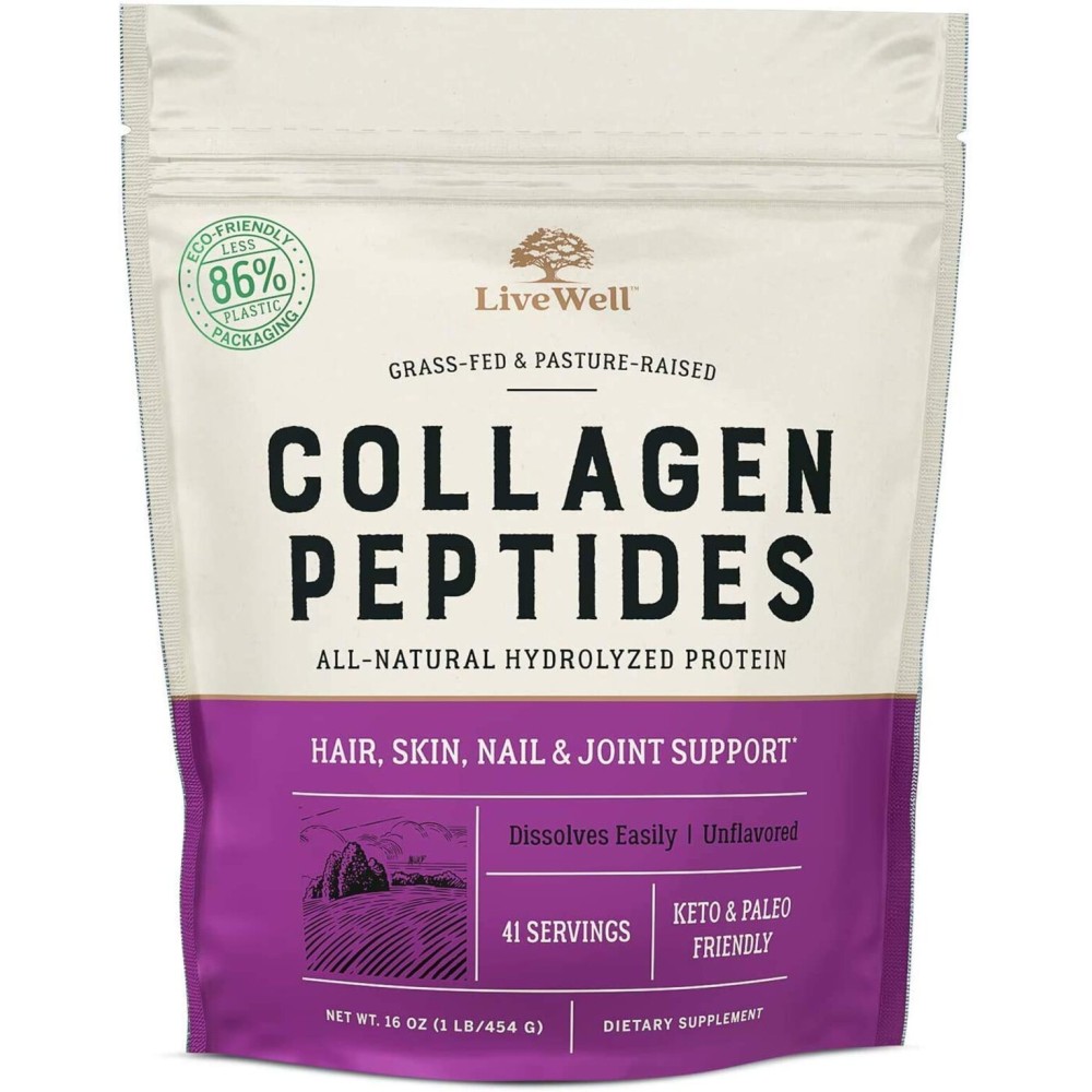 Live Conscious Collagen Peptides Powder - Naturally-Sourced Hydrolyzed Collagen Powder - Hair, Skin, Nail, and Joint Support - Type I & III Grass-Fed Collagen Supplements for Women and Men - 16oz