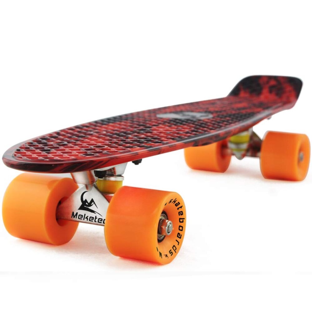 Skateboard Adults Mini Cruiser Complete Kids Skateboards Youth Board for Boy Girl Beginners Children Toddler Teenagers 22 inch (Red Flame)