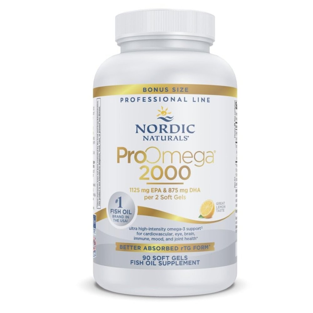 Nordic Naturals ProOmega 2000, Lemon Flavor - 90 Soft Gels - 2150 mg Omega-3 - Ultra High-Potency Fish Oil - EPA & DHA - Promotes Brain, Eye, Heart, & Immune Health - Non-GMO - 45 Servings