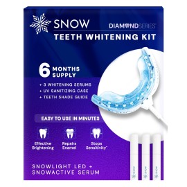 Snow Teeth Whitening Kit - Snow Teeth Whitening Serum and LED Mouthpiece Whitener, Formulated with Hydroxyapatite, Good for 6 Months - Wired Kit with 3 Wands