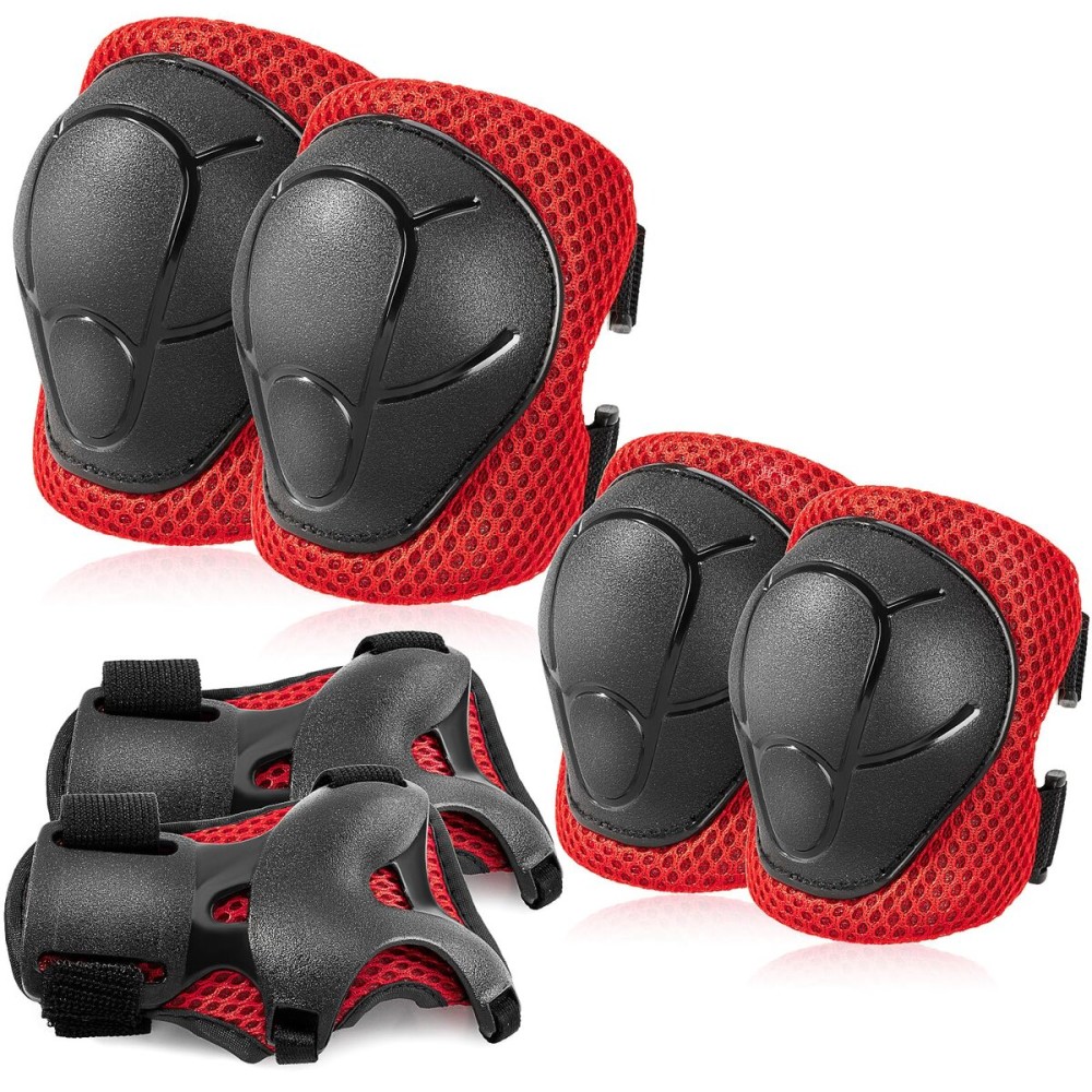 BOSONER Basic Kids Protective Gear: Kids Knee Pads and Elbow Pads with Wrist Guards Set for 3-15 Years - Design for Roller Skates, Cycling, BMX Bike, Skateboard, Inline Skating, Scooter Riding Sports