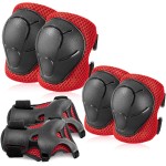 BOSONER Basic Kids Protective Gear: Kids Knee Pads and Elbow Pads with Wrist Guards Set for 3-15 Years - Design for Roller Skates, Cycling, BMX Bike, Skateboard, Inline Skating, Scooter Riding Sports