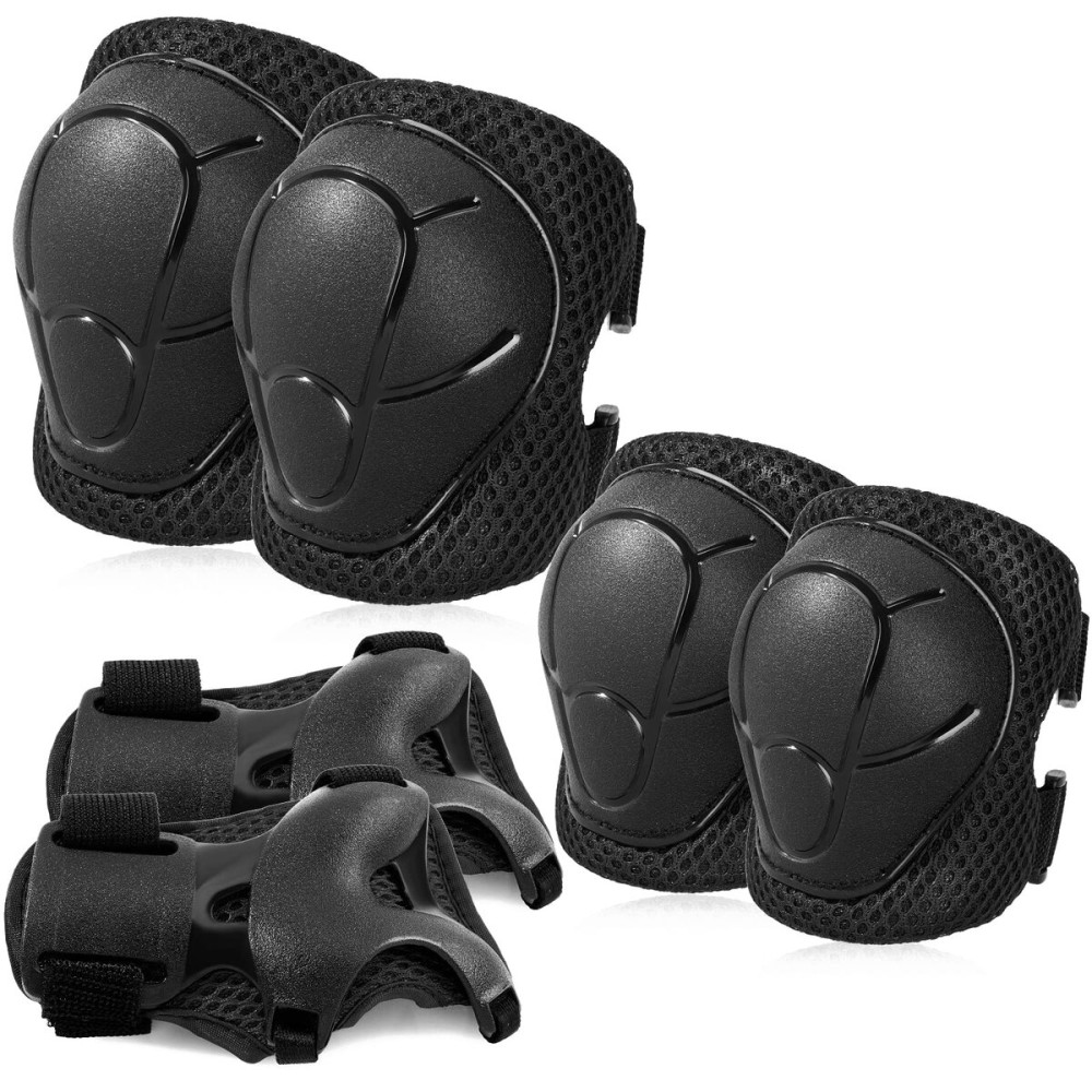 BOSONER Basic Kids Protective Gear: Kids Knee Pads and Elbow Pads with Wrist Guards Set for 3-15 Years - Design for Roller Skates, Cycling, BMX Bike, Skateboard, Inline Skating, Scooter Riding Sports