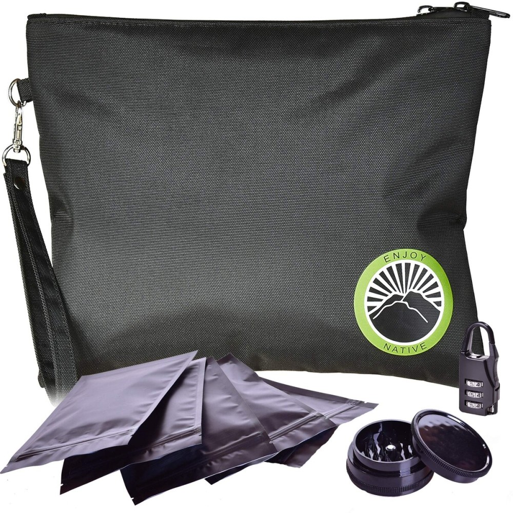 Enjoy Native Smell Proof Bag with Lock 11 x 9, Smell Proof Container, Dog Tested Odor resistant Bags, Best Zipper odor sealing pouch for Herbs, Coffee & Travel Medicine, Scent resistent Containers