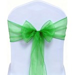 Elegant Organza Chair Sashes Sheer Fabric Sashes for Weddings, Parties, and Special Events - (Pack of 10 Pieces, Green)