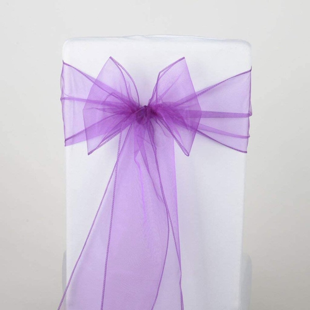 Elegant Organza Chair Sashes Sheer Fabric Sashes for Weddings, Parties, and Special Events - (Pack of 10 Pieces, Lavender)