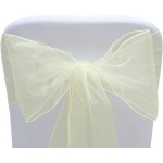 Elegant Organza Chair Sashes Sheer Fabric Sashes for Weddings, Parties, and Special Events - (Pack of 10 Pieces, Ivory)
