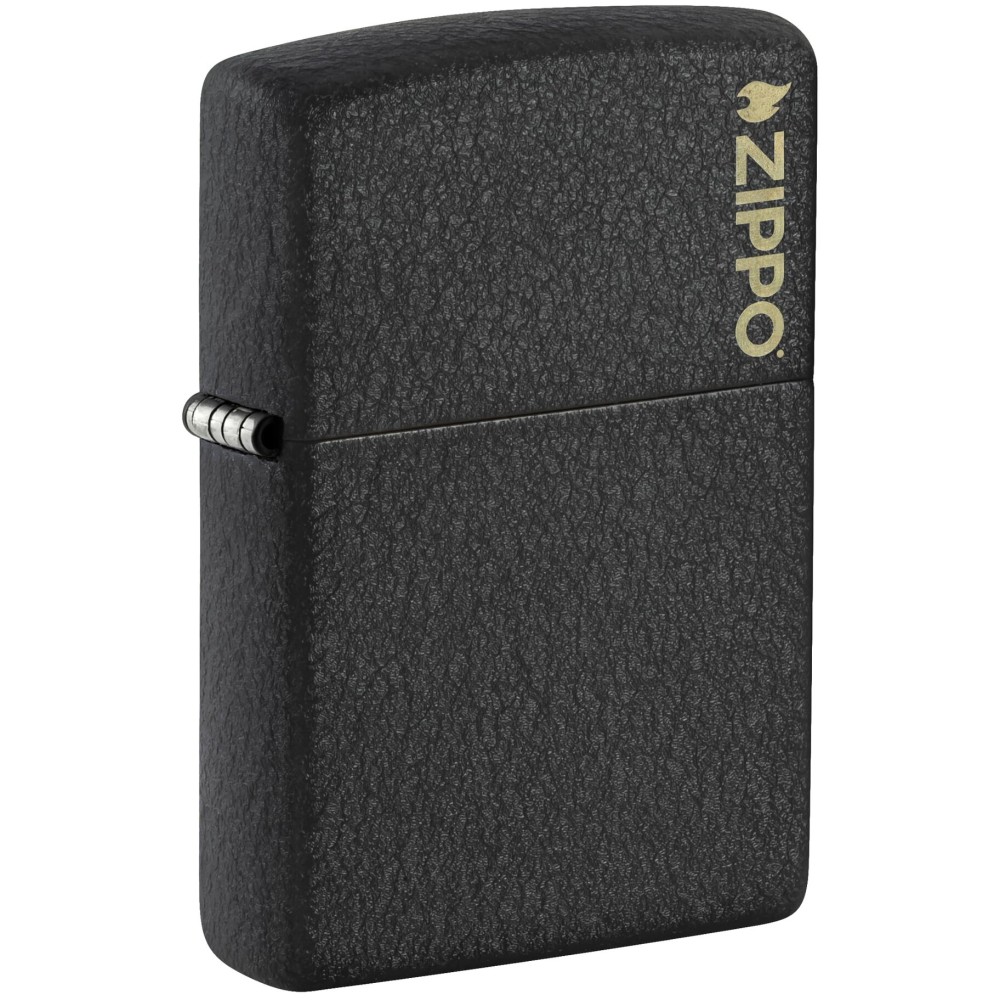 Zippo Classic Black Crackle Logo Pocket Lighter