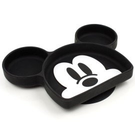 Bumkins Disney Silicone Grip Dish, Suction Plate, Divided Plate, Baby Toddler Plate, BPA Free, Microwave Dishwasher Safe - Mickey Mouse-1 Count (Pack of 1)