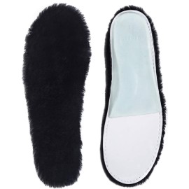 ABUSA Black Sheepskin Insoles Women\'s Premium Think Wool Fur Fleece Inserts Cozy & Fluffy 10