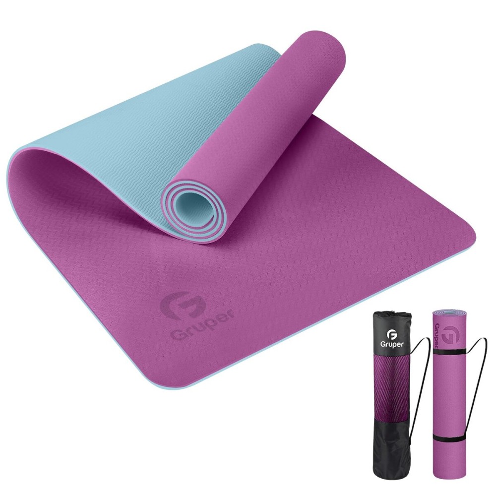 Yoga Mat Non Slip, Eco Friendly Fitness Exercise Mat with Carrying Strap,Pro Yoga Mats for Women,Workout Mats for Home, Pilates and Floor Exercises (Purple/Teal, Thickness-6mm)