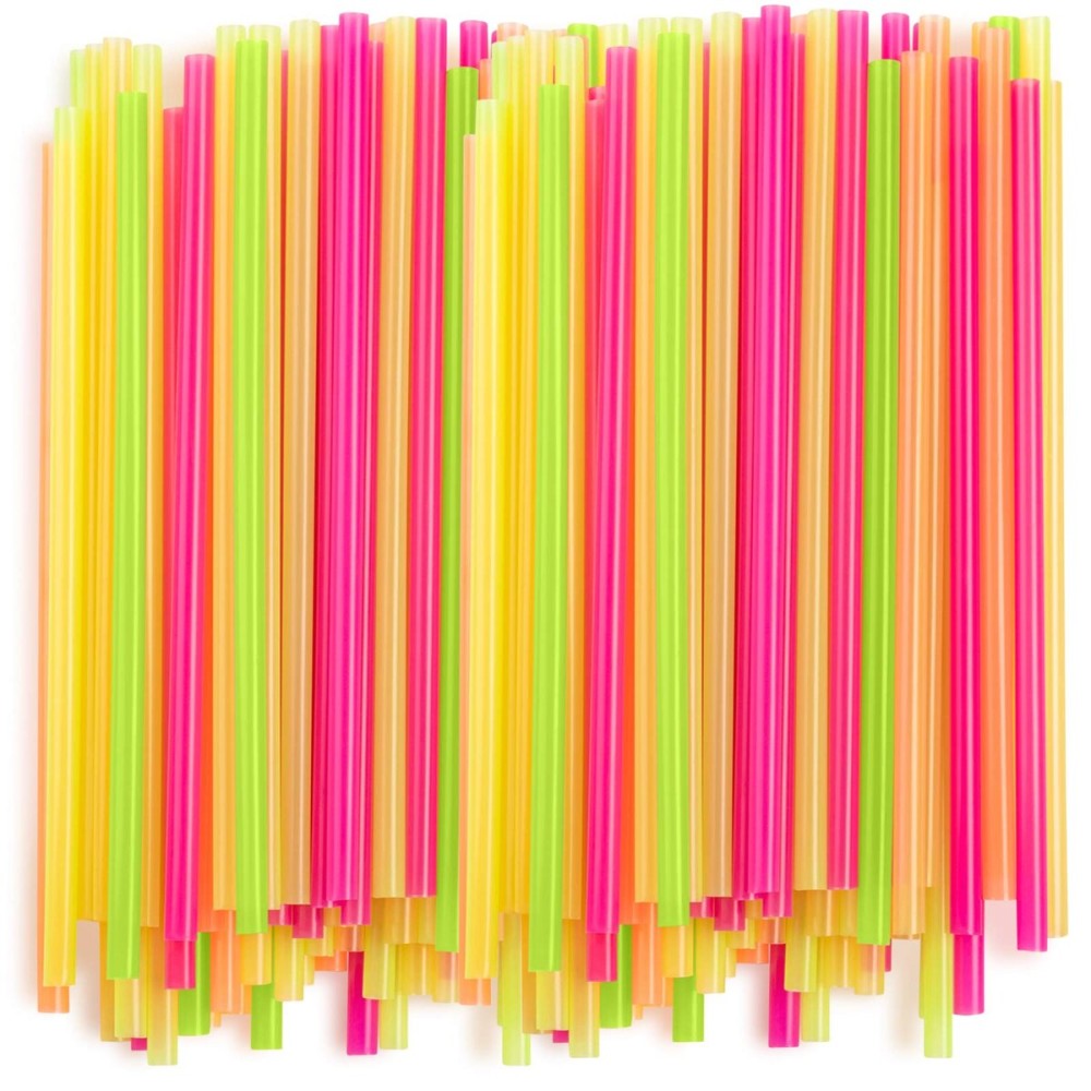 Comfy Package [100 Pack] 8mm Wide Smoothie Straws, Plastic Boba Straws Disposable, Milkshake Straws - Assorted Colors