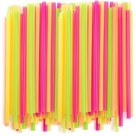 Comfy Package [100 Pack] 8mm Wide Smoothie Straws, Plastic Boba Straws Disposable, Milkshake Straws - Assorted Colors