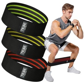 Tribe Lifting Fabric Resistance Bands for Exercise - Hip Bands for Working Out Legs, Glutes, Knees and Thighs for Men and Women - Cloth Circle Booty Bands for Physical Therapy (Black)