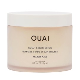 OUAI Scalp & Body Scrub, Melrose Place - Exfoliating Body Scrub with Sugar & Coconut Oil Blend for Smooth, Moisturized Skin - Gentle Scalp Exfoliator for Removing Product Build Up (8.8 Oz)