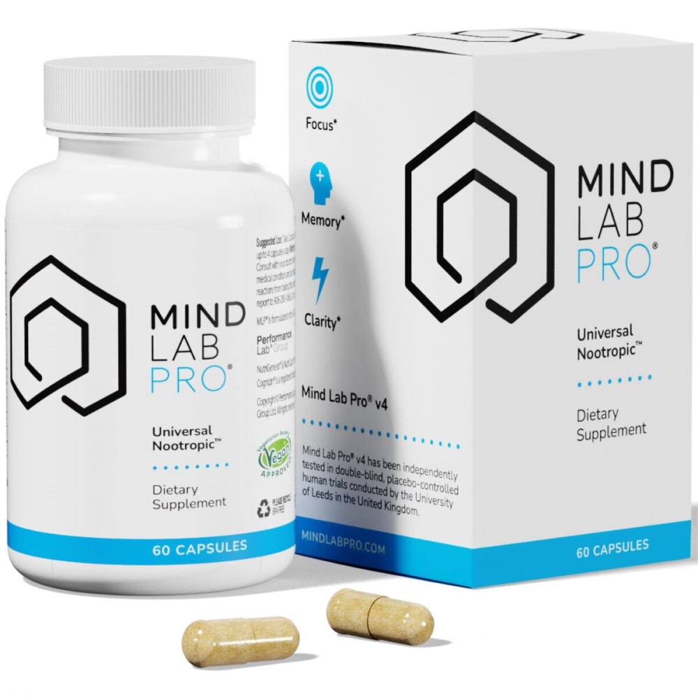 Mind Lab Pro MLP v4 Universal Nootropic Brain Booster Supplement for Focus, Memory, Clarity, Energy - 60-Count - Plant-Based, Naturally Sourced Memory Vitamins for Better Brain Health, Made in USA