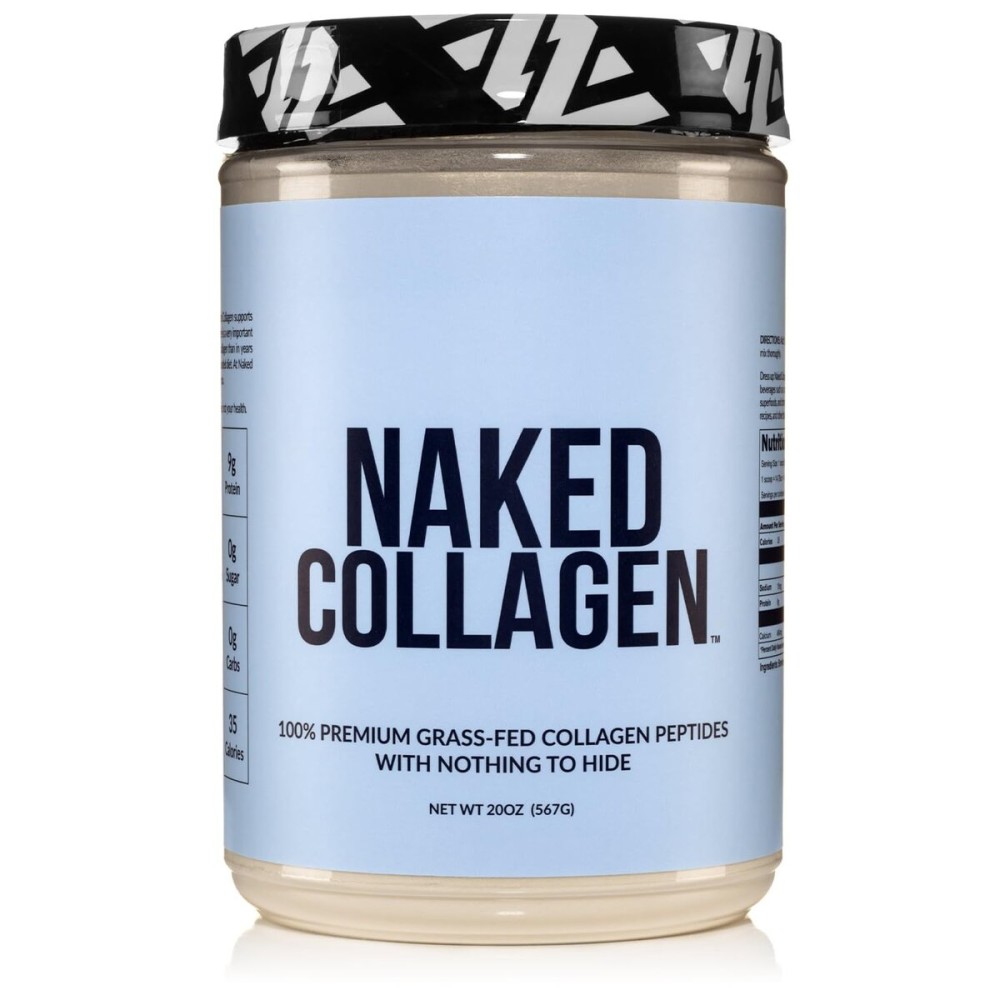 NAKED Collagen Peptides Protein Powder, 60 Servings, Pasture-Raised, Unflavored Grass-Fed Hydrolyzed Collagen Supplement, Paleo Friendly, Non-GMO, Keto, Gluten Free, 20oz
