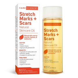Care Science Natural Skin Care Body Oil Serum For Scars and Stretch Marks | Face and Body Moisturizer | Hair, Anti Aging, Dehydrated Skin, C Section Recovery | Vitamin E, Olive Oil, Coconut Oil, 5 Oz