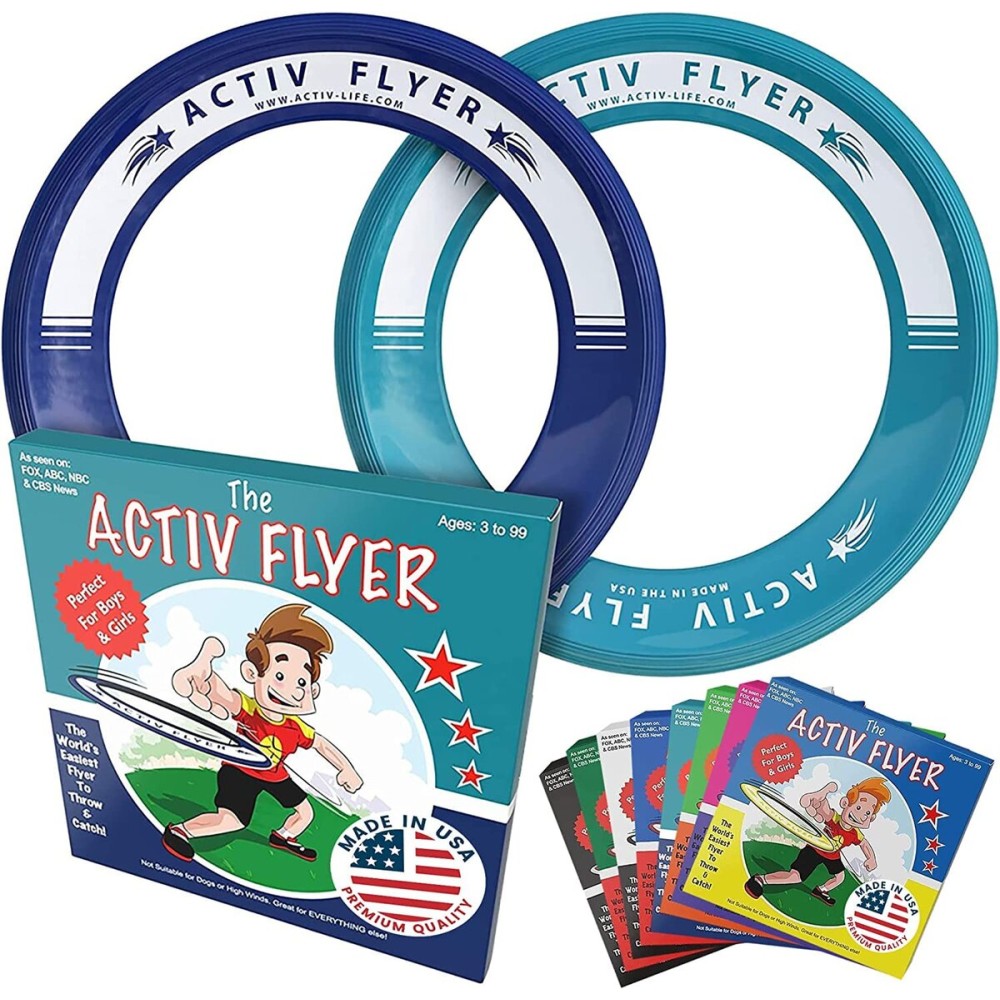 Activ Life Flying Rings for Kids - 2 Pack Fun Beach Toys - Gifts for Boys Girls Teens, Cool Family Outdoor Games, Play at Swimming Pool, Playground Birthday Presents - Navy/Teal