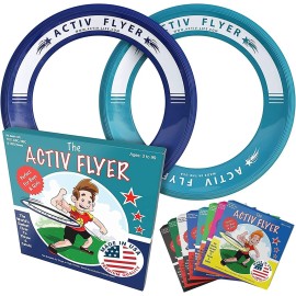 Activ Life Flying Rings for Kids - 2 Pack Fun Beach Toys - Gifts for Boys Girls Teens, Cool Family Outdoor Games, Play at Swimming Pool, Playground Birthday Presents - Navy/Teal