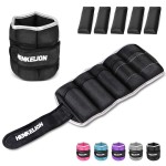 Henkelion 1 Pair 4 Lbs Adjustable Ankle Weights For Women Men Kids, Strength Training Wrist Weights Ankle Weights Set For Gym, Fitness Workout, Running, Lifting Exercise Leg Weights - each 2 Lbs Black