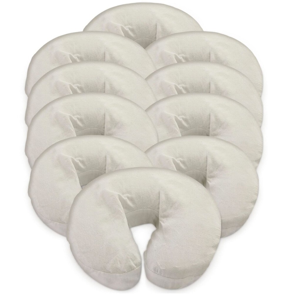 London Linens Pack of 10, Premium Extra Thick 100% Cotton Flannel Massage Tables Face Cradle Covers Cozies Fitted - Includes 10 pcs (Natural)