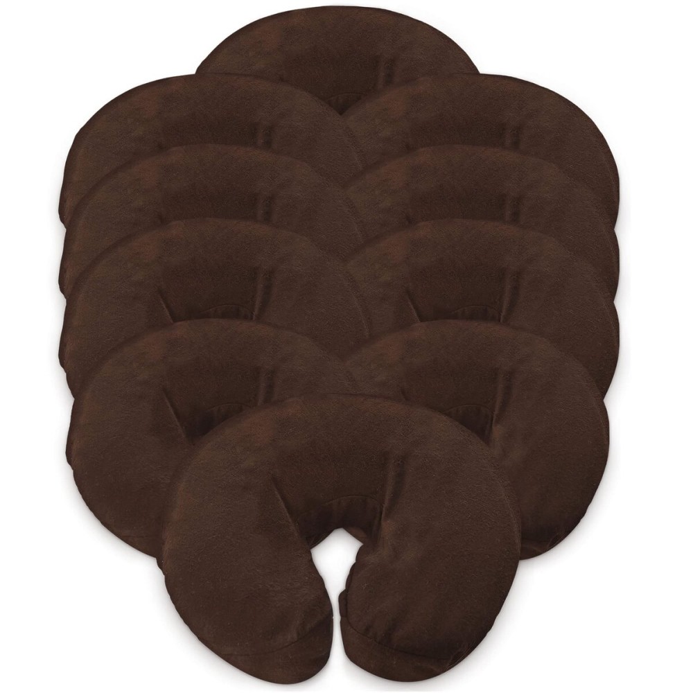 LONDON LINENS Pack of 10, Premium Extra Thick 100% Cotton Flannel Massage Tables Face Cradle Covers Cozies Fitted - Includes 10 pcs (Mocha)
