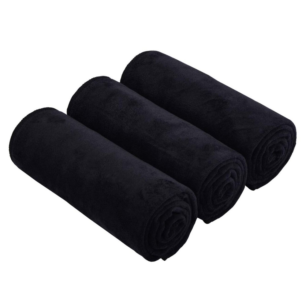 HOPESHINE Microfiber Exercise Fitness Home Gyms Towels for Men & Women Absorbent Sweat Yoga Towels Sports Towels Soft Fast Drying 3 Pack (Black 3-Pack, 16inch X 32inch)