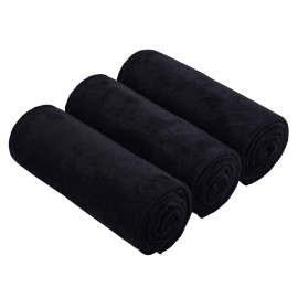 HOPESHINE Microfiber Exercise Fitness Home Gyms Towels for Men & Women Absorbent Sweat Yoga Towels Sports Towels Soft Fast Drying 3 Pack (Black 3-Pack, 16inch X 32inch)