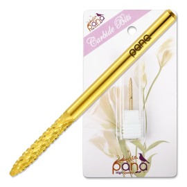 PANA 3/32 Carbide Cuticle Nail Drill Bit for Cuticle Cleaning, Dead Skin Removal, Gel Polish & Acrylic Removal, Under Nail Cleaner, Nail Salon, Manicure Tools (UNC - Gold, Medium)