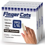 Evridwear Cotton Finger Cots Cotton Cushion 20PCS for Cracked Skin, Eczema, Calluses, Moisture Wicking, Finger Protection for Men & Women (3 Packs Long, 3)