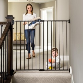 Regalo 2-in-1 Extra Tall Easy Swing Stairway and Hallway Walk Through Baby Gate, Black 1 Count (Pack of 1) (40.5 W x 36 H)