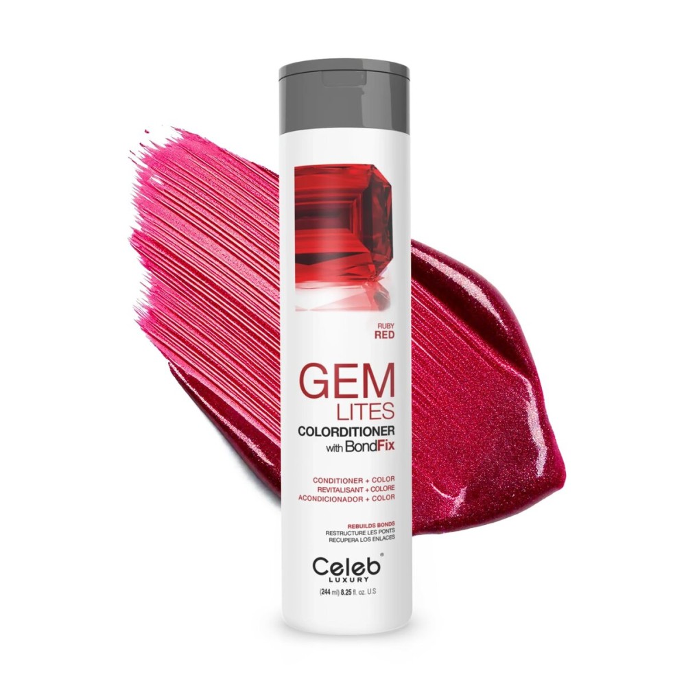 Celeb Luxury Gem Lites Ruby Red Colorditioner, Color Depositing Conditioner with Bondfix Bond Rebuilder, Semi Permanent Hair Colour Glaze, Maintains and Refreshes Red and Deep Red Tones