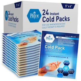 MED PRIDE Instant Ice Bags for Injuries, Disposable First Aid Cold Compress, Swelling, Pain Relief, Sprains, Toothache (5x6 Inch (Pack of 24) Clear)