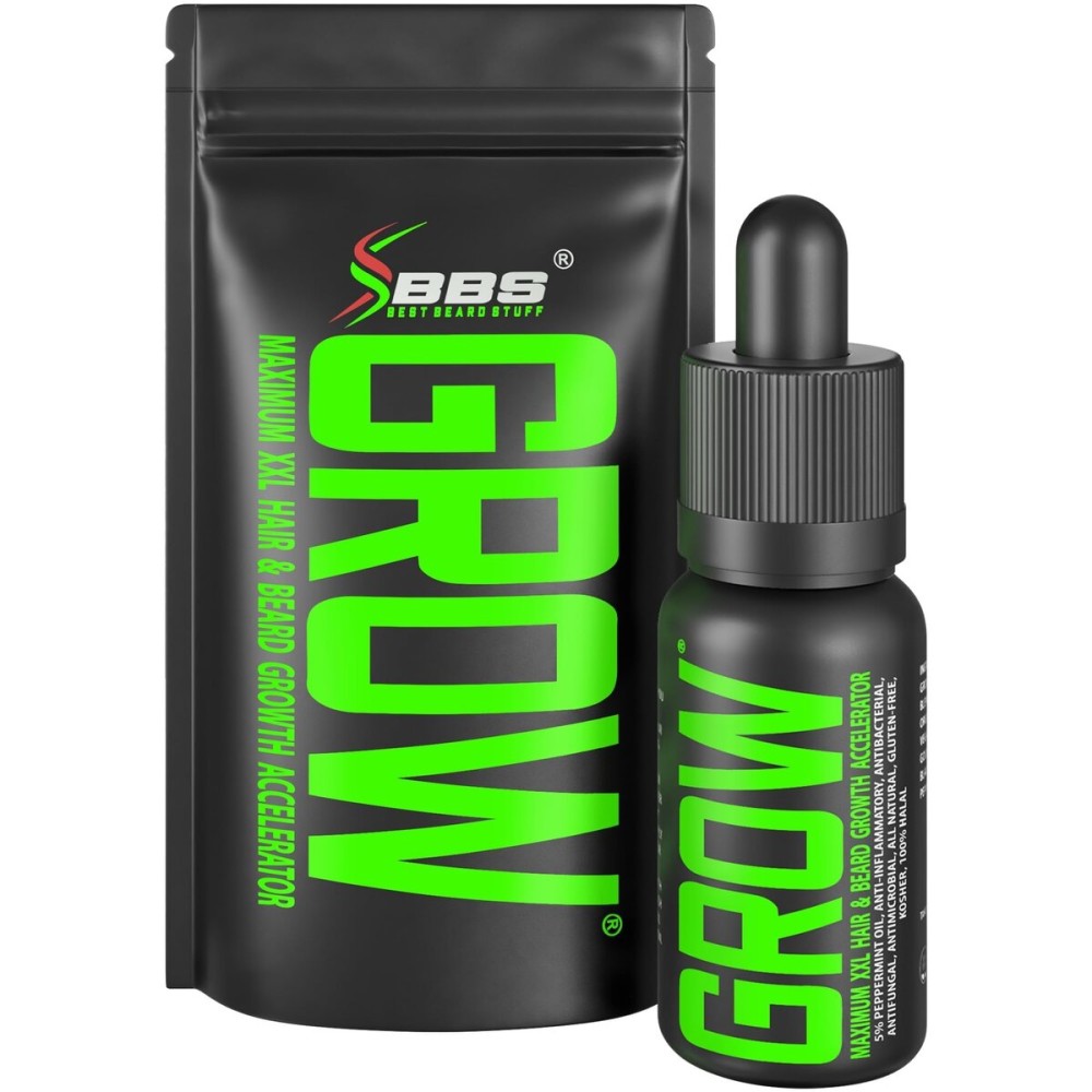 Beard Growth Serum - GROW Maximum XXL Beard Growth Oil for Men -Thickens & Fills Patches - Facial Hair & Scalp Treatment - Beard & Hair Thickening Conditioner & Enhancer