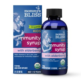 Mommy\'s Bliss Organic Elderberry Syrup & Immunity Boost With Vitamins, Prebiotics & Echinacea for Kids & Adults 1 yr+, 3 Fl Oz