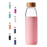 veegoal 18 Oz Borosilicate Glass Water Bottles with Bamboo Lid, BPA-FREE, Non-Slip Silicone Sleeve, and Stainless Steel Leak Proof Lid - Reusable Glass Bottle for Men and Women