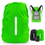 LAMA 2pcs Waterproof Rain Cover for Backpack, Reflective Rainproof Protector for Anti-dust and Anti-Theft L 45L-55L Black Green