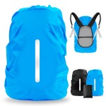 LAMA 2pcs Waterproof Rain Cover for Backpack, Reflective Rainproof Protector for Anti-dust and Anti-Theft S 18L-25L Black Blue