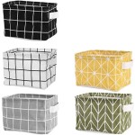 Tamicy Mini Storage BasketPack of 5- Blend Storage Bins for Makeup, Book, Baby Toy,8x6x5.5 inch Home Decor Canvas Organizers Bag 8x6.3x5.1 inch