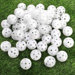 Faswin 100 Pack Practice Golf Balls, Plastic Golf Training Balls 41mm Hollow Airflow Golf Balls for Driving Range, Swing Practice, Indoor Outdoor Use, White