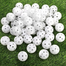 Faswin 100 Pack Practice Golf Balls, Plastic Golf Training Balls 41mm Hollow Airflow Golf Balls for Driving Range, Swing Practice, Indoor Outdoor Use, White