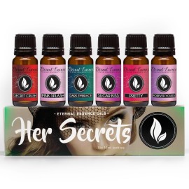 Eternal Essence Oils Her Secrets Set of 6 Premium Fragrance Oils - Includes Pretty, Dark Embrace, Forever Yours, Secret Crush, Pink Splash, and Sugar Kiss Scents Scented Oils - 10ML