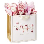 Hallmark Signature 7 Medium Birthday Gift Bag with Tissue Paper (Pink Flowers)