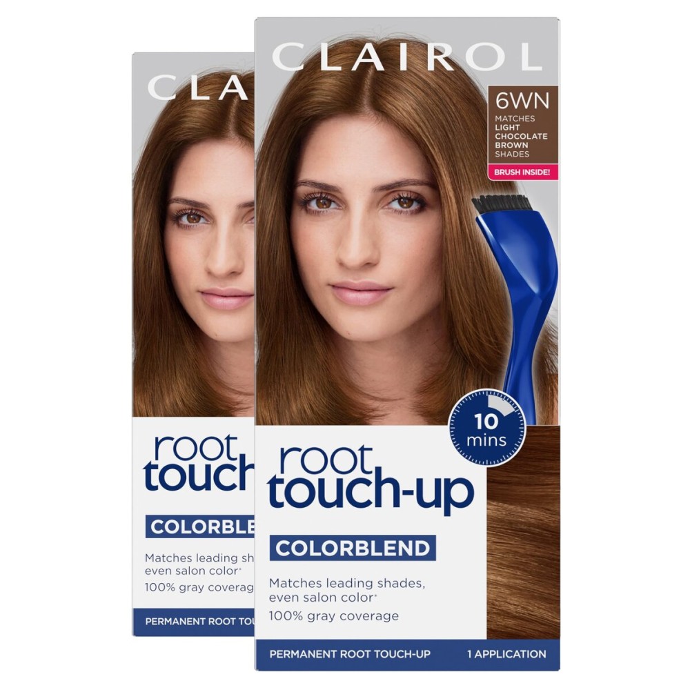 Clairol Root Touch-Up by Nice\'n Easy Permanent Hair Dye, 6WN Light Chocolate Brown Hair Color, Pack of 2